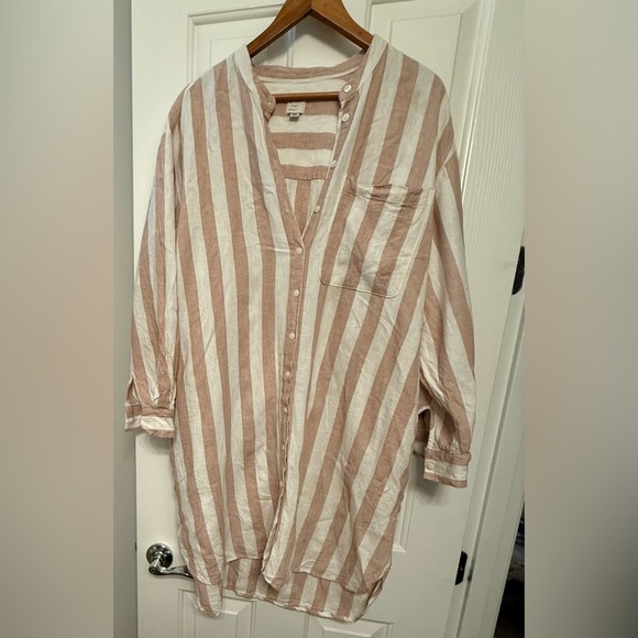 **A New Day Striped Long Sleeve Tie Waist Shirtdress XXL** - Picture 5 of 5